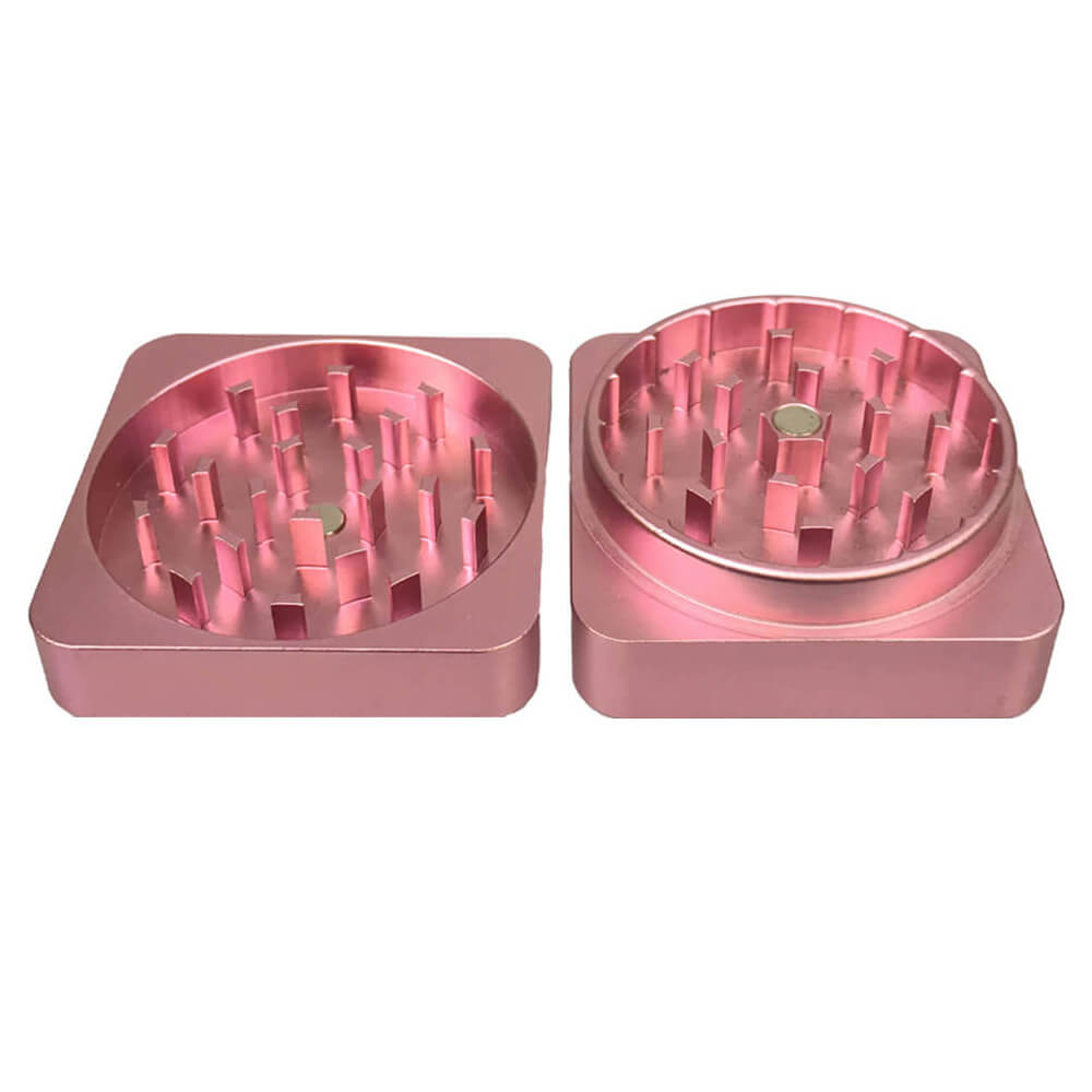 Grinder Best Buds Flat Square Aluminium Flamingo